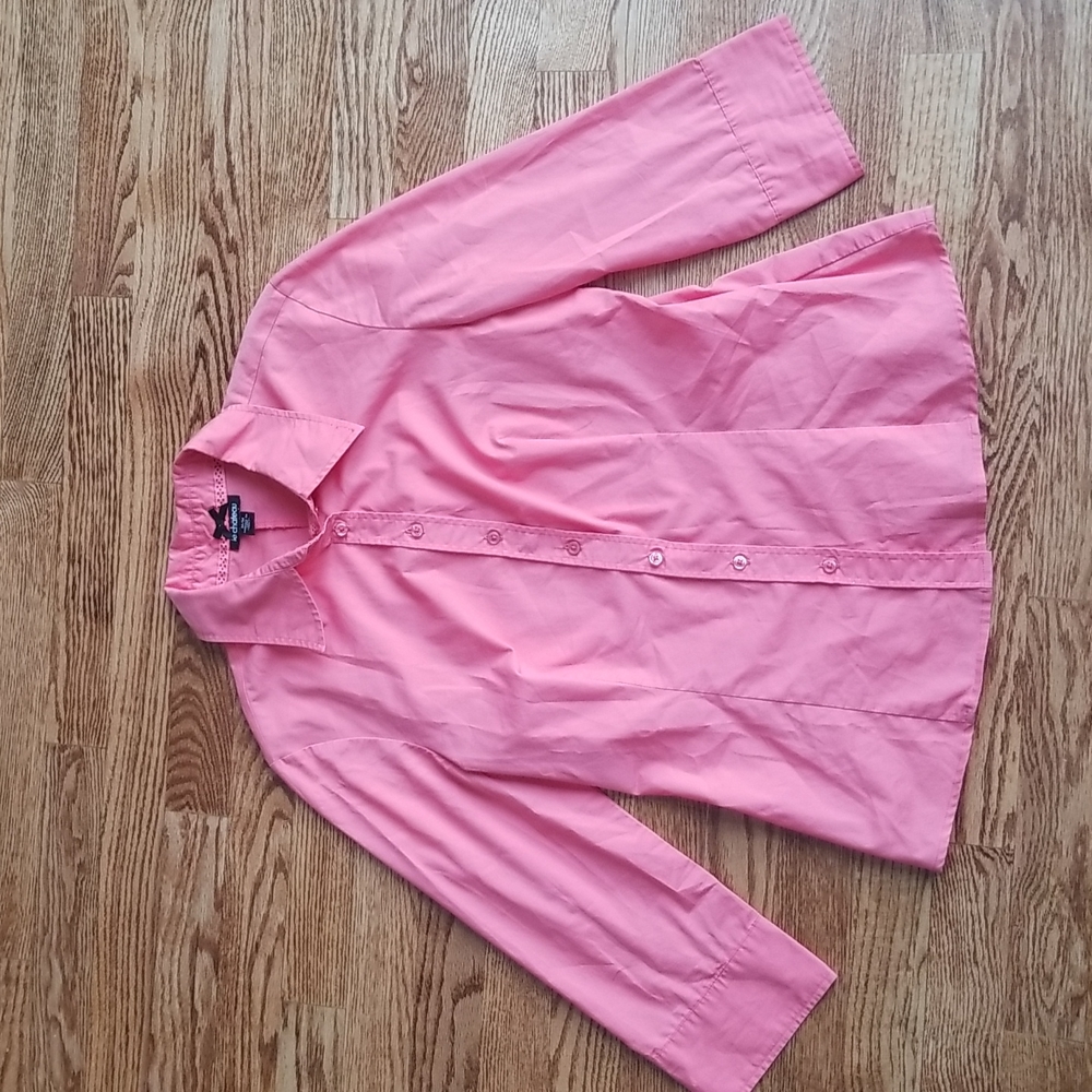 (M) Le Château Cotton Blend Collared Button Down Top Business Casual Office Work